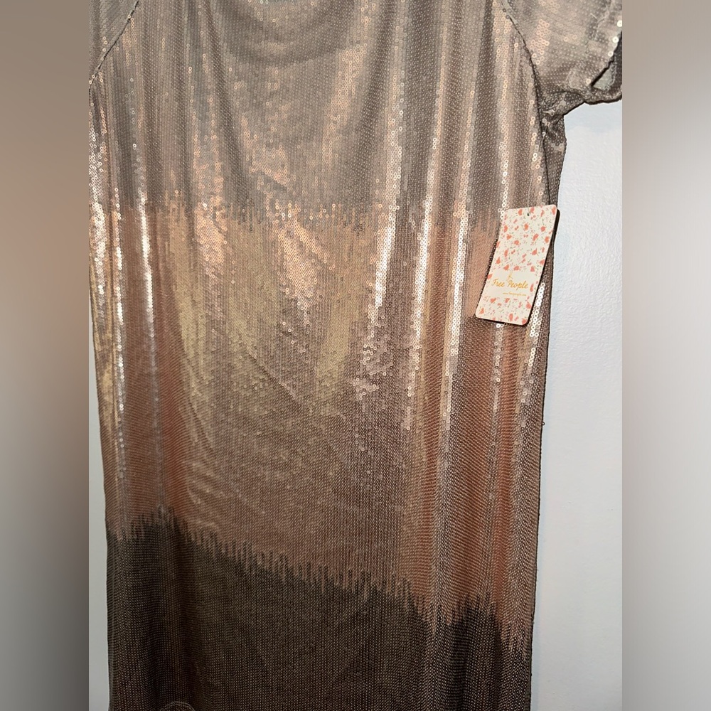 NWT Free People Sequins Dress Rose Gold Medium - Picture 4 of 7